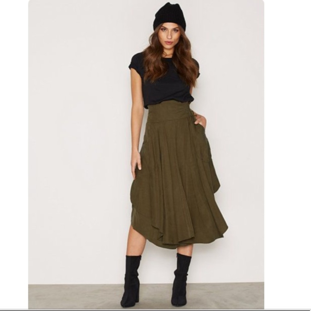 Free People Free Falling military green midi skirt